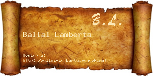 Ballai Lamberta névjegykártya